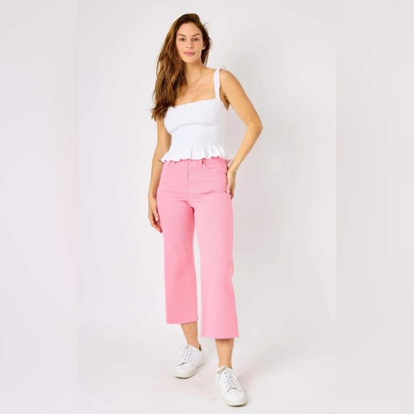 Judy Blue Jeans Women’s 28 Garment Dyed Hot Pink Denim High Waist NWT - Picture 1 of 13